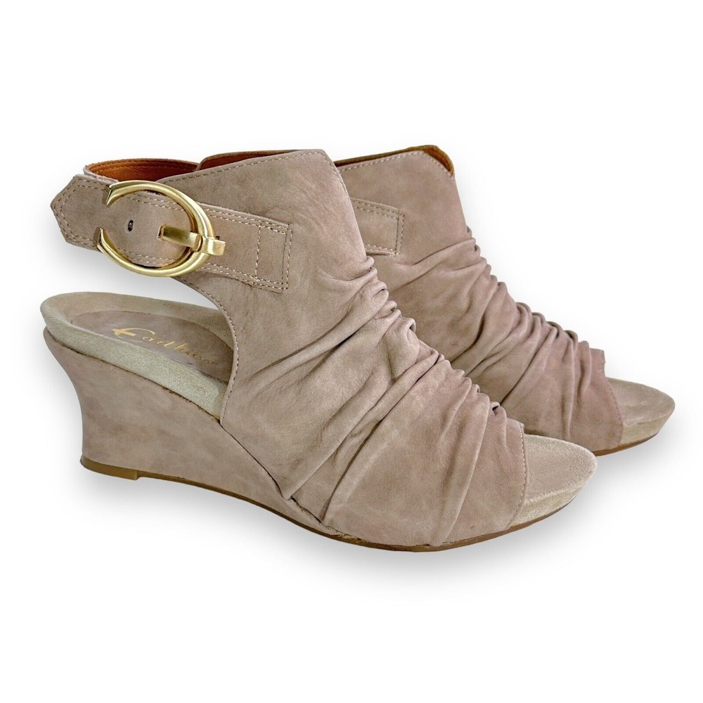 Earthies Wedge Sandal Heels Sz 10 Bonaire Too Leather Slouch Open Toe Sling Back